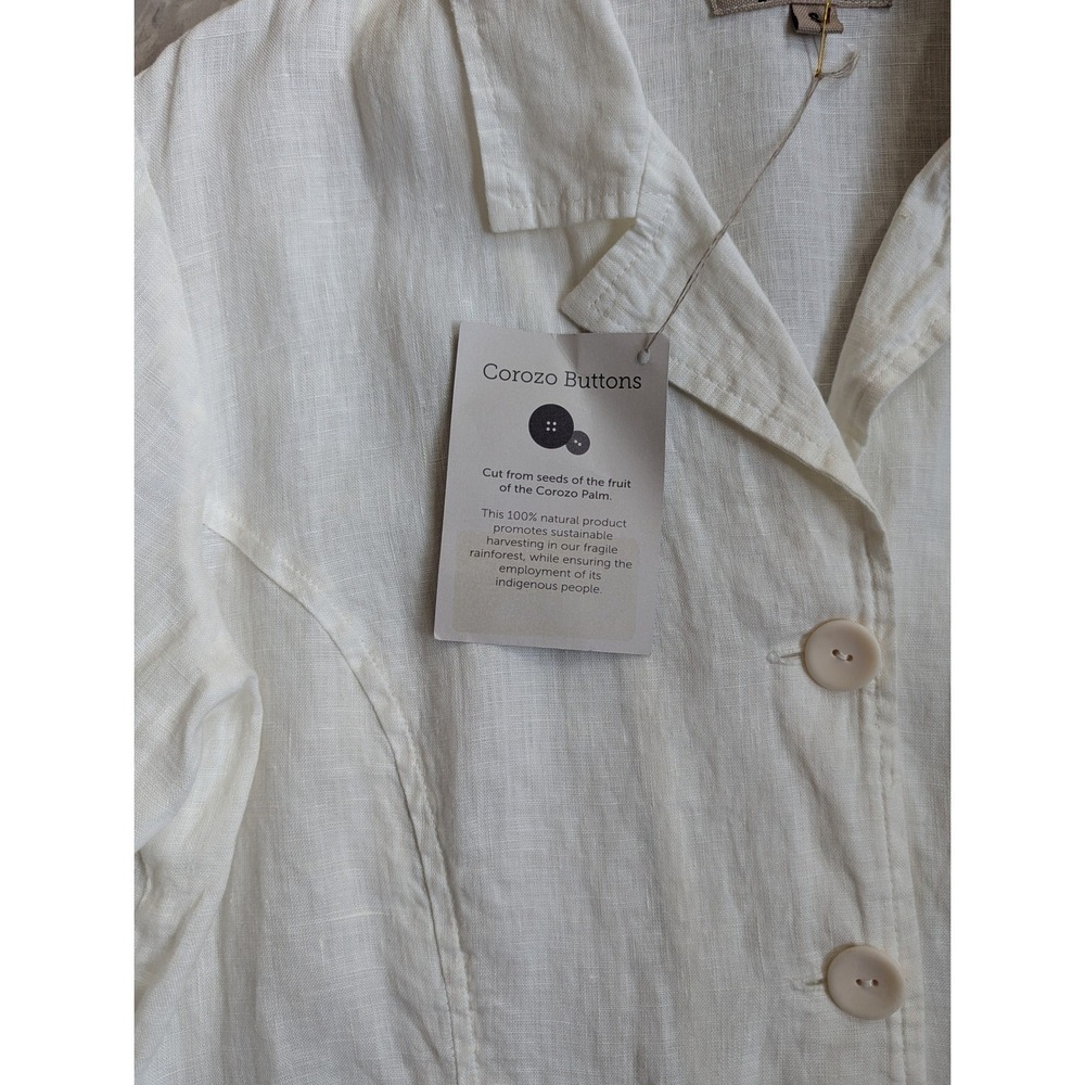 FLAX White Linen Boyfriend Blazer Milk S Minimalist Lagenlook Resortwear NWT - Picture 9 of 13